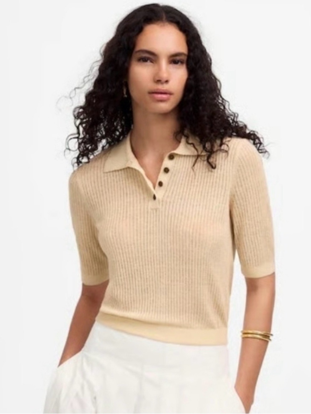 Madewell Short Sleeve Polo Sweater Tee XS